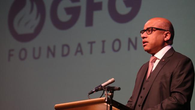 GFG Alliance executive chairman Sanjeev Gupta at the launch of the GFG Foundation's co-pilot program in Whyalla. Picture: TAIT SCHMAAL.