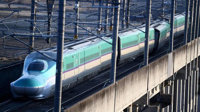 This picture shows a derailed Shinkansen bullet train in Shiroishi, Miyagi prefecture on March 17, 22 after a 7.3-magnitude quake jolted east Japan. Picture: AFP