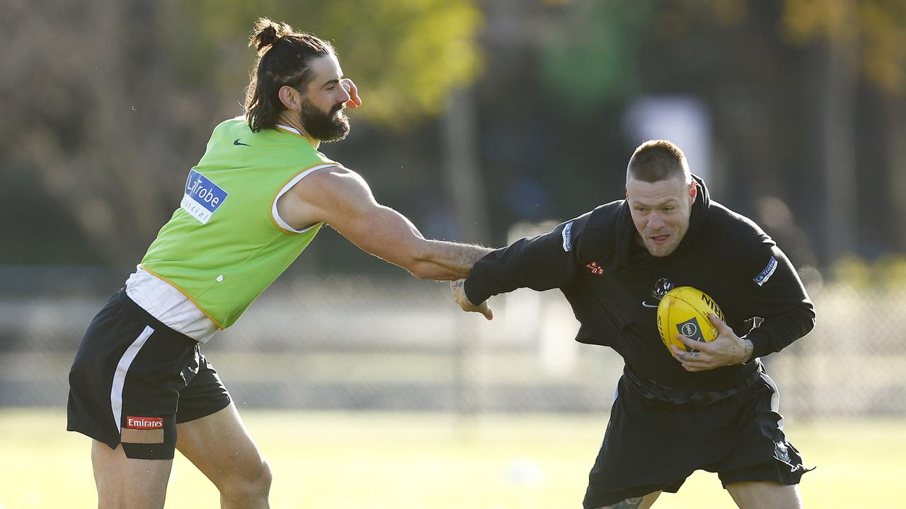 It’s been a frustrating year with injury for Brodie Grundy (left). Picture: Getty Images