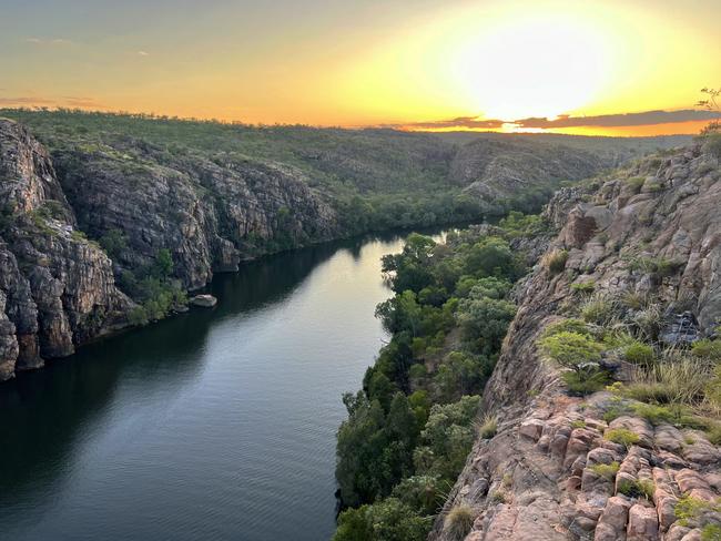 The early bird catches the worm as sunrise illuminates Katherine Gorge. Picture: Jonathon Hannon