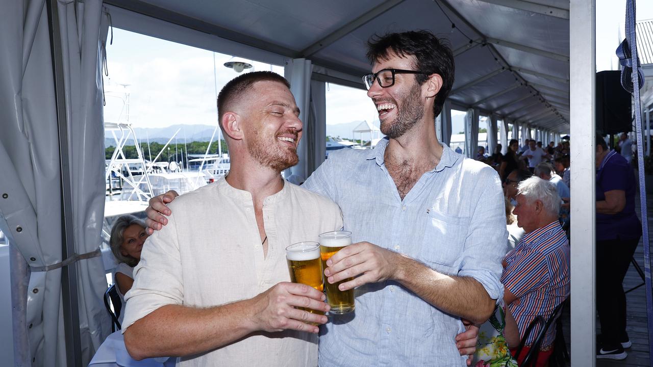 Roman Haslinger and Brendan Dennis at the Longest Lunch, part of the Port Douglas festival, held at Hemmingways Brewery at the Crystalbrook Marina, Port Douglas. Picture: Brendan Radke