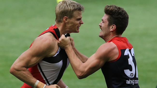 NAB Challenge, AFL : Melbourne v St Kilda Nick Riewoldt & Tomas Bugg 1st term Picture:Wayne Ludbey
