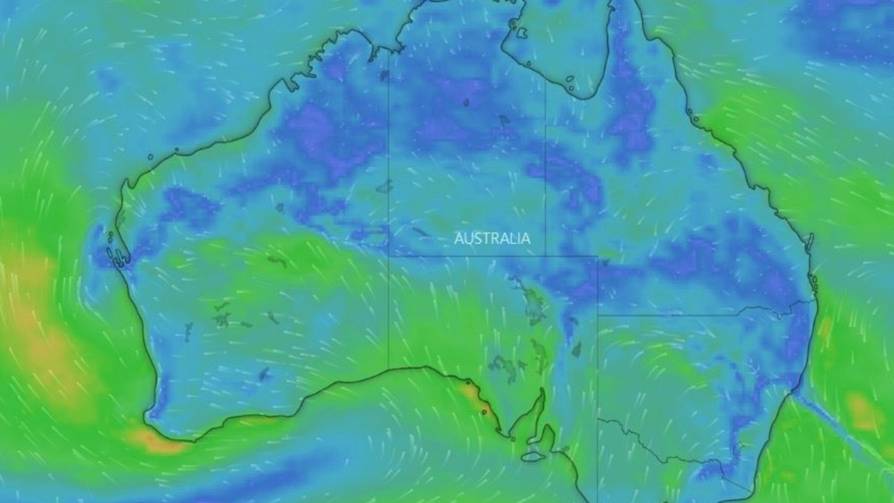 The south and south west may escape the rain but Queensland is right in the way of the band of moisture. Picture: Windy.