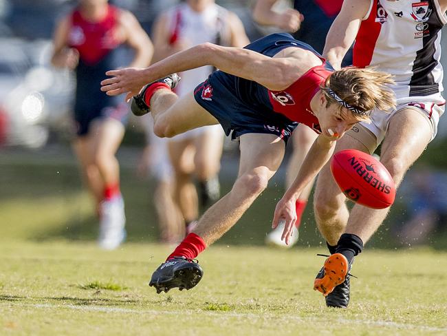 QAFL Austrailan rules game between Surfers Paradise and Morningside at Sir Bruce Small Park on Saturday. Surfers Paradise's Max Pescud. Picture: Jerad Williams