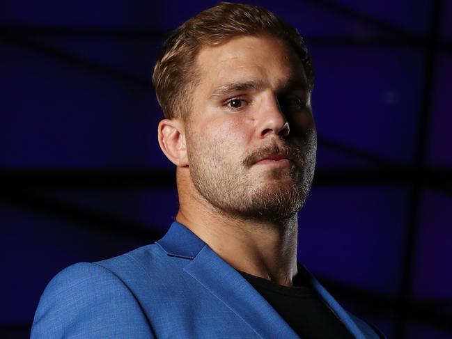 Jack De Belin of the Blues poses for a photograph during the NSW State of Origin team announcement for Game 1 in Sydney, Monday, May 28, 2018. (AAP Image/Brendon Thorne) NO ARCHIVING