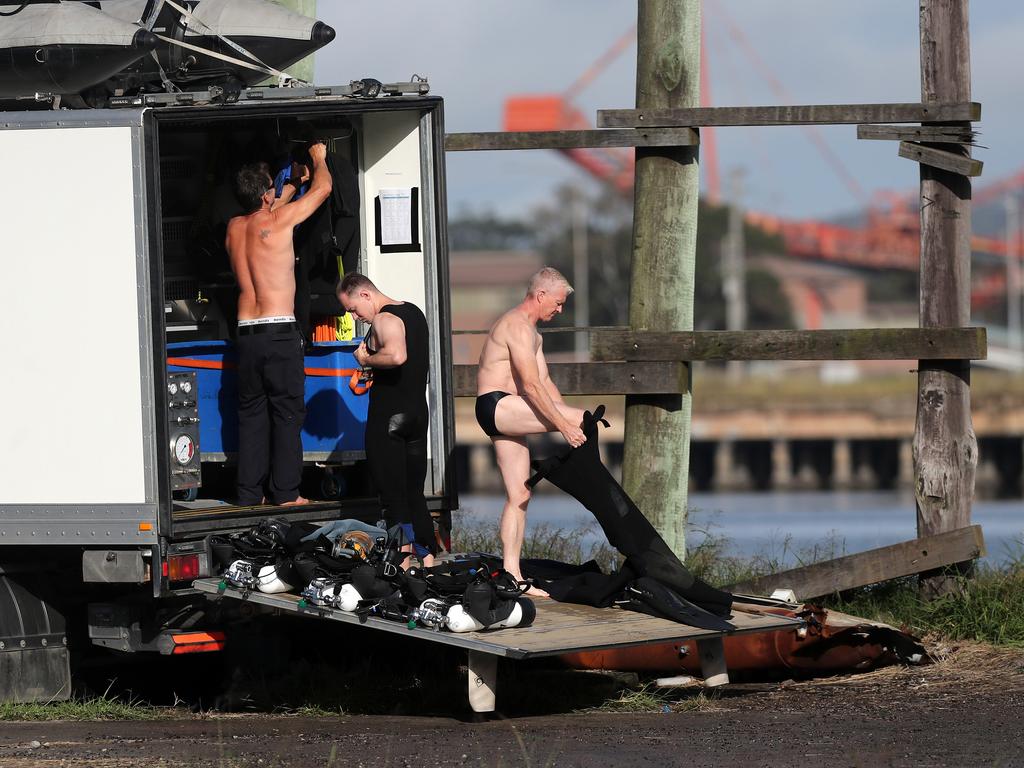 The scene at the Port of Newcastle where a drug mule drowned trying the retrieve more than 50kg of cocaine from the Hunter River on Monday. Picture by Peter Lorimer