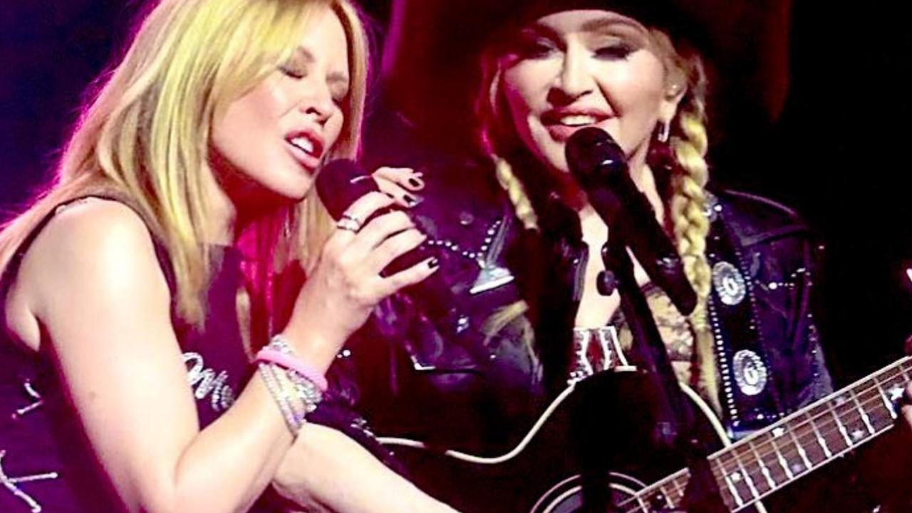 The pop queen’s sang one of Minogue’s biggest hits together for the audience. Picture from Twitter.