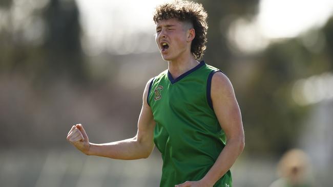 Mitchell Moate of Parade College celebrates kicking a goal. Picture: Daniel Pockett/AFL Photos/via Getty Images