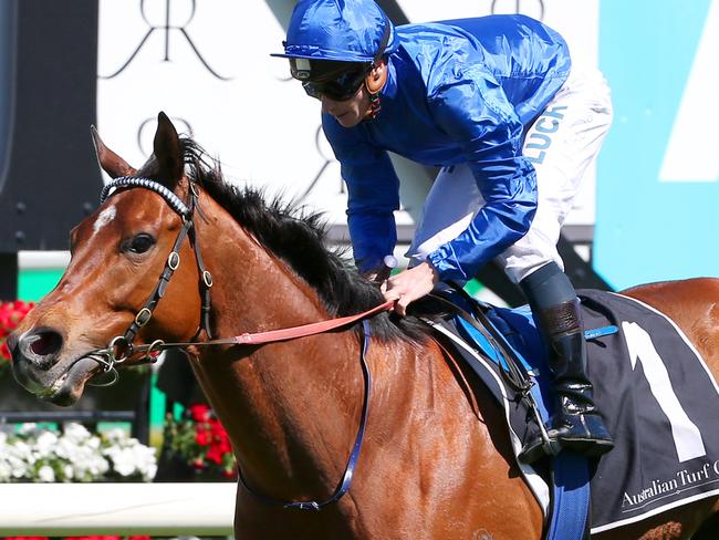 It's Somewhat is eased down after easily winning the Craven Plate. Picture: AAP