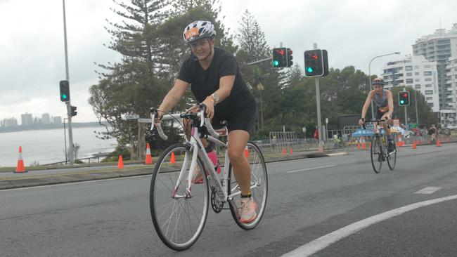 Action from the sprint event at the 2023 Mooloolaba Triathlon.