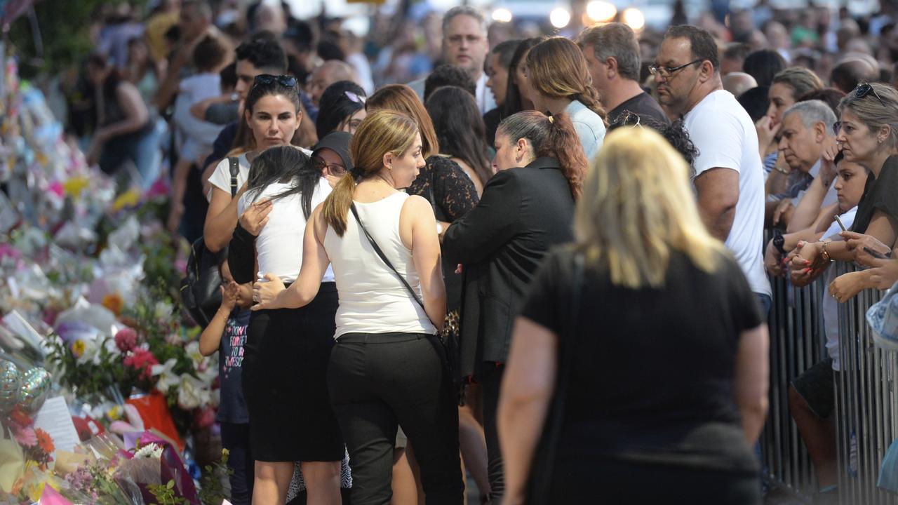 The vigil at the children’s memorial on Wednesday evening. Picture: Jeremy Piper