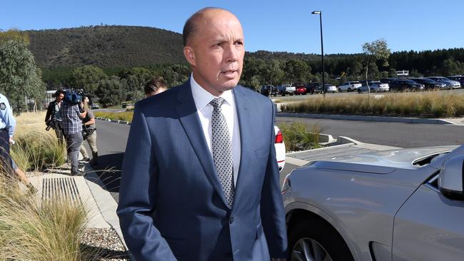 The Home Affairs Peter Dutton during a visit to the AFP Forensics Facility in Canberra. Picture: Gary Ramage