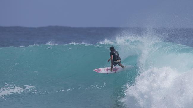 Surfers enjoying the larger swell at Snapper Rocks on Sunday 2 January 2022. Picture: Jerad Williams
