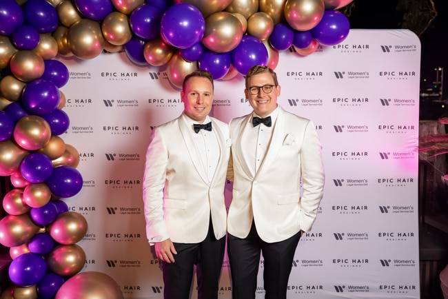 Brendon Mann and Brendan Smith pose up at their charity gala which raised $50,000 for the Women's Legal Service. Picture supplied