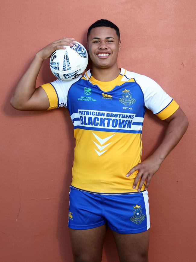 Patrician Brothers forward Finau Latu is the nephew of former Bulldogs big boppa Solomon Haumono. Picture: Toby Zerna