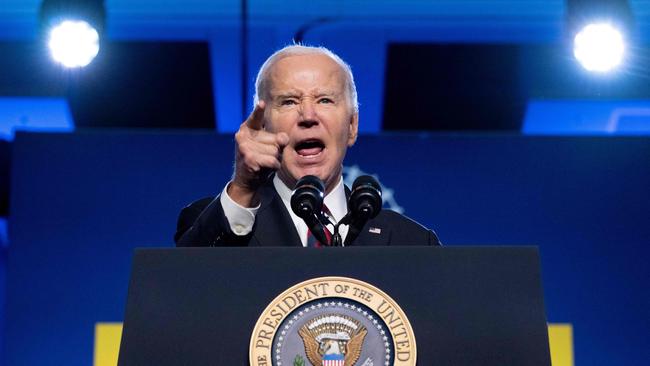 US President Joe Biden speaks at the United Auto Workers (UAW) union conference in Washington, DC last month. His administration is poised to dump controversial rule that would require Americans to buy more electric cars sooner.