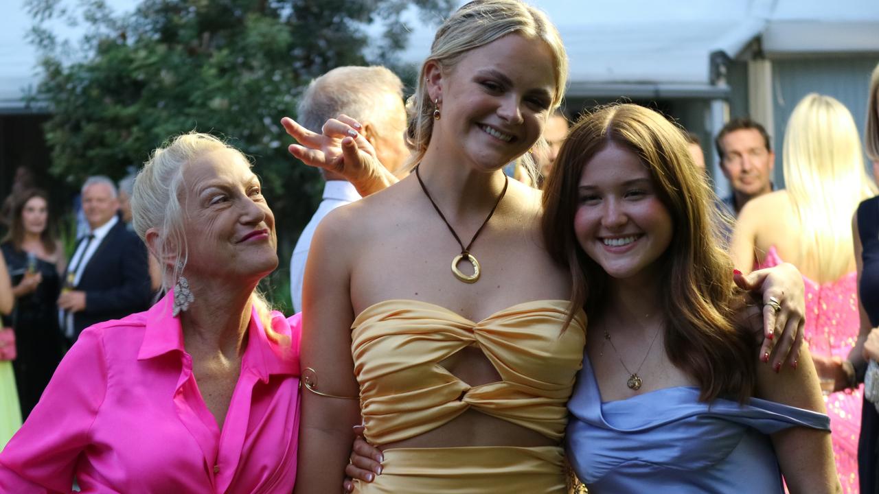 Amanda Murray, Madison Beaumont and Charlotte Antonello at the St Teresa's Catholic College 2023 formal at the Novotel Sunshine Coast Resort in Twin Waters. Picture: Letea Cavander