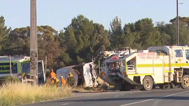 Emergency crews at the scene of the crash. Picture: 7NEWS