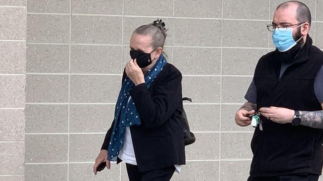 Jane Hutchison, 61, leaves the ACT Law Courts after pleading not guilty to one charge of negligent driving causing death. Picture: Julia Kanapathippillai