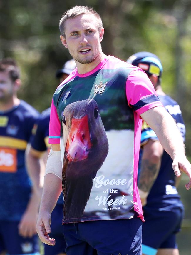 Jack Stockwell wearing a 'Goose of the Week' shirt. Picture: Nigel Hallett