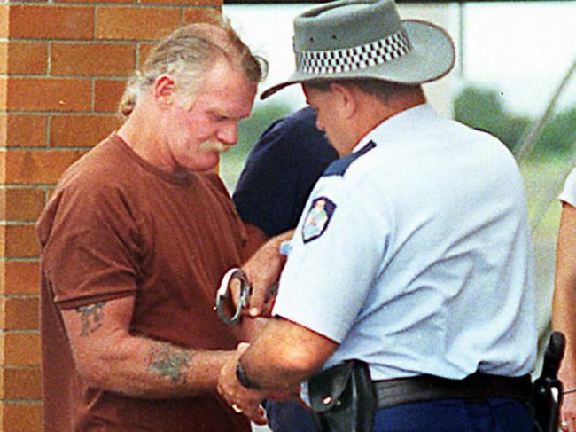 Convicted child killer Leonard John Fraser, left, in custody in Rockhampton in 2000.