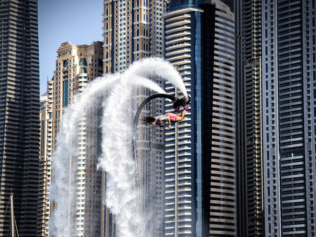 ‘Amazing Flyboard’ .... I captured this photo during the flyboard performance show at Dubai Marina, UAE. Picture: Riyas Muhammed, India, Entry, Open, Motion, 2018 Sony World Photography Awards