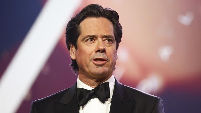 AFL CEO Gillon McLachlan speaks during the 2022 Brownlow Medal. Photo by Daniel Pockett/AFL Photos/via Getty Images.