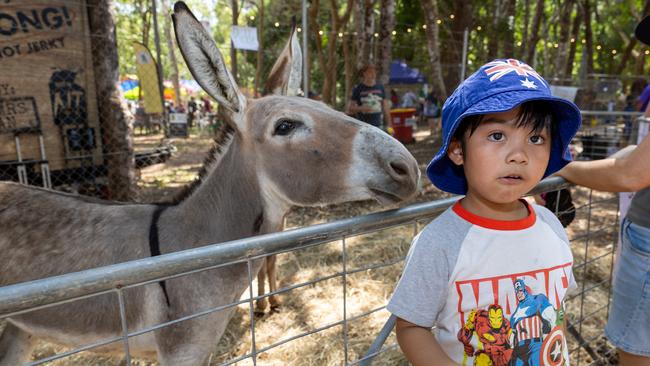 Caiden Magno (right) met a new friend. Picture: Pema Tamang Pakhrin