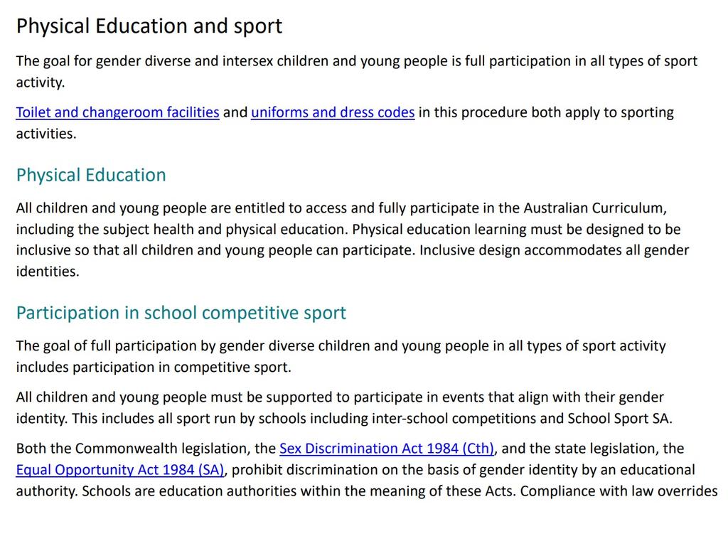 The policy ‘overrides any complaint the school might receive’. Picture: SA Department of Education
