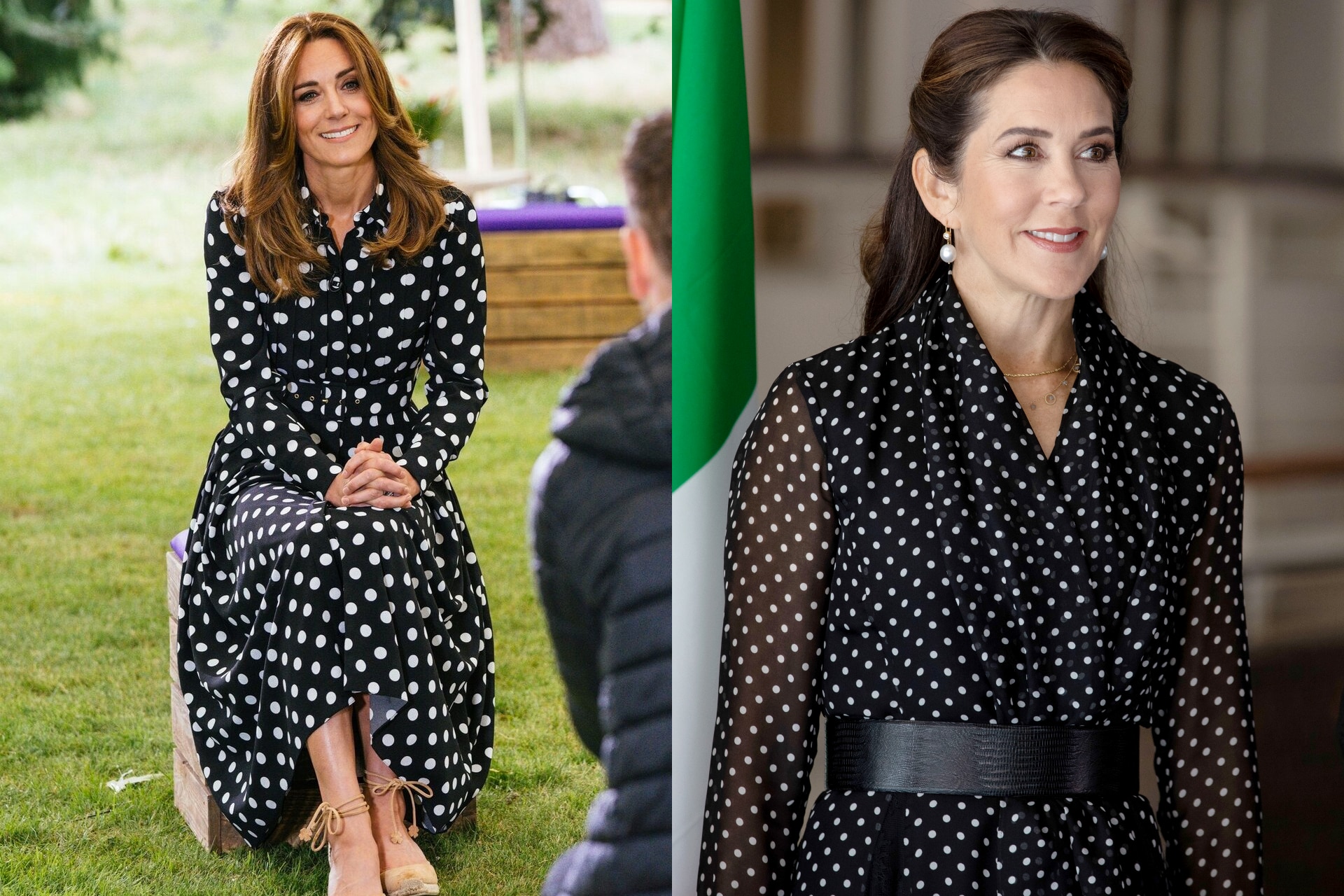 <h2><b>Princess Kate (2020) and Crown Princess Mary (2021)</b></h2><p>The Duchess of Cambridge was spotted in this belted Emilia Wickstead shirt dress in July 2020, and last year, Crown Princess Mary wore a similar long-sleeved style in Milan&mdash;a piece she had previously worn, also belted, in 2019. Neither Kate or Mary shy away from patterns&mdash;classic black-and-white polka dots are a particular favourite, often seen on the royals at public engagements on a tea-length gown.&nbsp;</p>