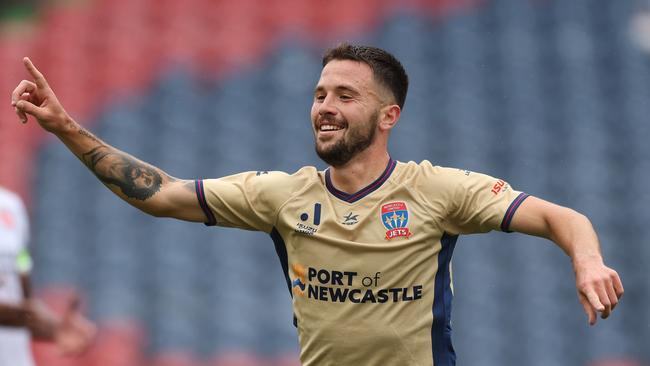 Former Adelaide and Newcastle striker Apostolos Stamatelopoulos is keen to score his maiden goal for the Socceroos. Picture: Scott Gardiner/Getty Images