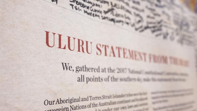 CANBERRA, AUSTRALIA - NOVEMBER 9: The Uluru Statement from the Heart on display at the National Press Club in Canberra. Picture: NCA NewsWire / Martin Ollman