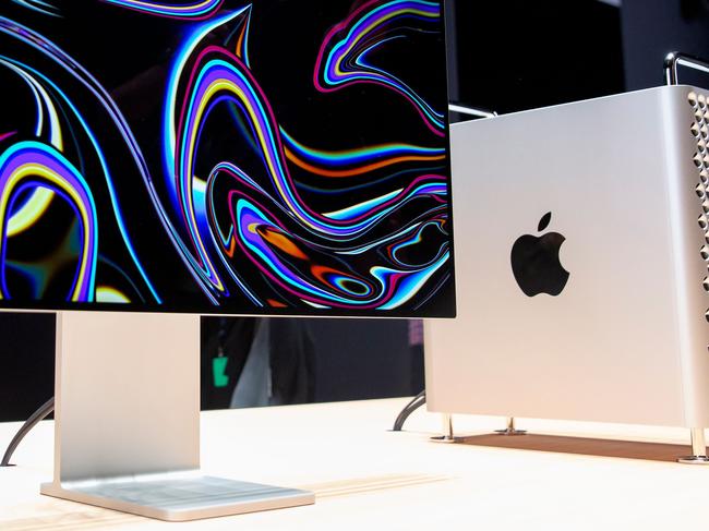 (FILES) In this file photo Apple's Mac Pro sits on display in the showroom during Apple's Worldwide Developer Conference (WWDC) in San Jose, California on June 3, 2019. - Apple on November 2, 2020 sent out invitations to yet another online event, this one expected to star new Mac computers powered by chips of the tech giant's own design. Word of the November 10 event to be streamed from Apple's headquarters in Silicon Valley disclosed little more than that it would begin at 10 am Pacific time. (Photo by Brittany Hosea-Small / AFP)