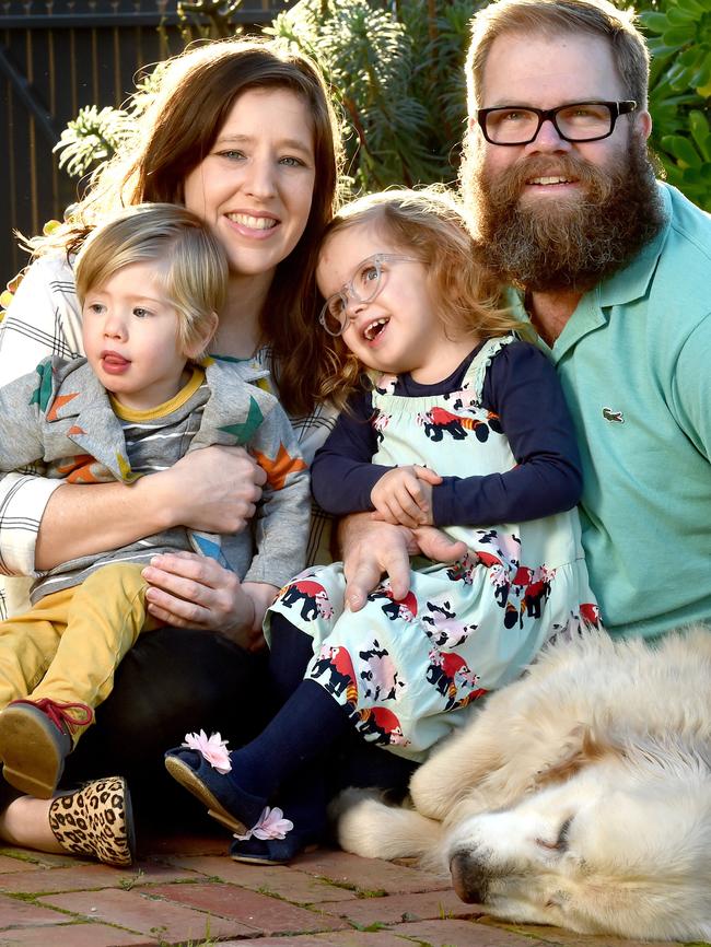 Premmie parents Radford and Kirsten White with their three-year-old twins, Rupert and Maisie, who were born at 30 weeks. Picture Jay Town