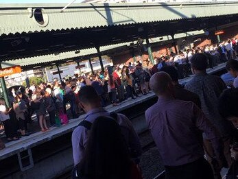 Commuters stranded at Strathfield train station. Picture: Supplied