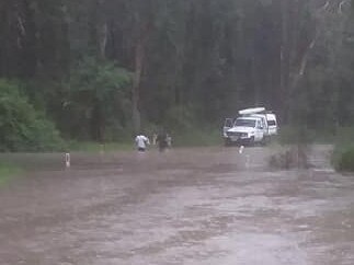 Tullymorgan Rd resembled a stream after heavy falls in the Lawrence area.