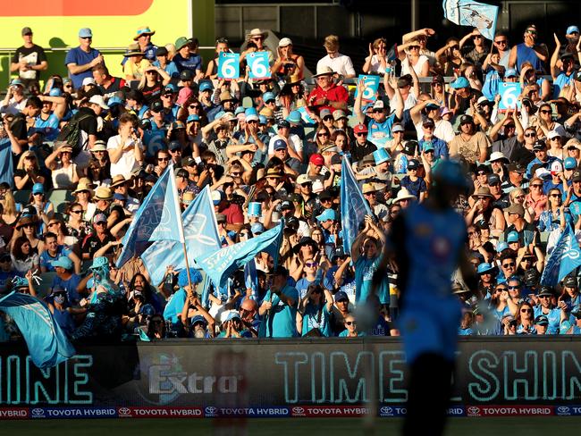 Adelaide Strikers fan will rejoice in news that a Big Bash game will be played at Adelaide Oval between the Strikers and the Hobart Hurricanes on Australia Day next year. Picture: James Elsby/Getty Images