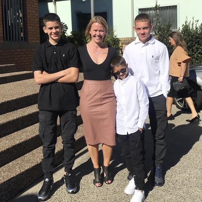 Jai Wright alongside his mother Kylie and two of this brothers. Picture: Supplied