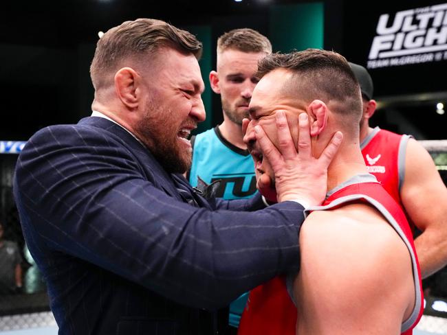 Conor McGregor (L) pulled out of a UFC 303 press conference this week, sparking fears about his fight with Michael Chandler (R). Picture: Chris Unger/Zuffa LLC via Getty Images