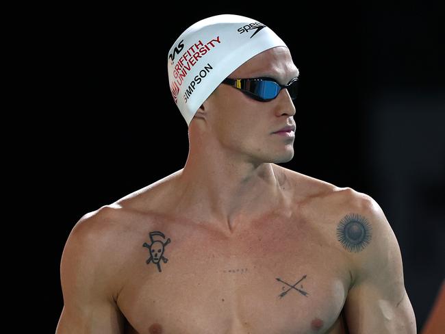 BRISBANE, AUSTRALIA - JUNE 13: Cody Simpson of Australia competes in the Men's 100 Metre Freestyle during the 2024 Australian Swimming Trials at Brisbane Aquatic Centre on June 13, 2024 in Brisbane, Australia. (Photo by Quinn Rooney/Getty Images)