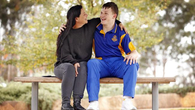 Susanne Devine with 15-year-old son Callum Hulbert who has ADHD. Picture: Sam Ruttyn