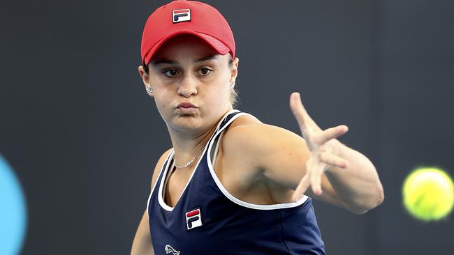 Ash Barty won the Adelaide International, and then was proposed to by a fan. Picture: Sarah Reed