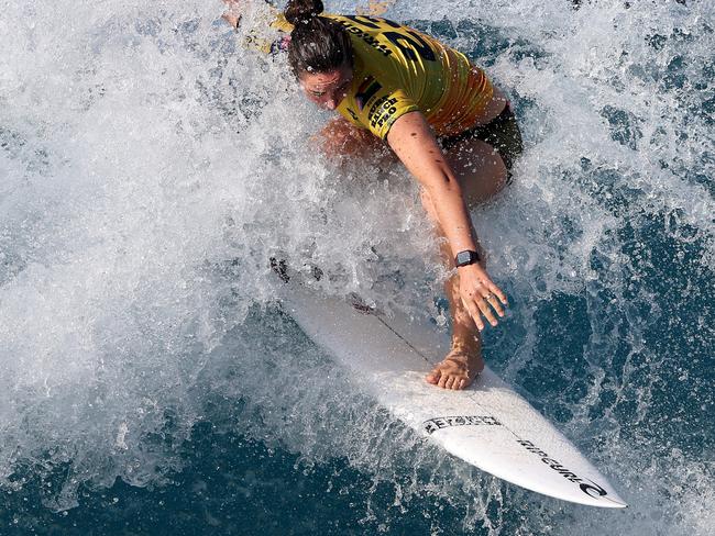 LEMOORE, CALIFORNIA - MAY 27: Tyler Wright of Australia competes  during the World Surf League Surf Ranch Pro Women's qualifying round on May 27, 2023 in Lemoore, California. (Photo by Sean M. Haffey/Getty Images)