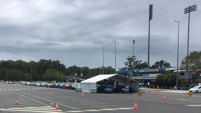 It’s been nose-to-bumper at the Coffs Harbour Covid-19 testing station.