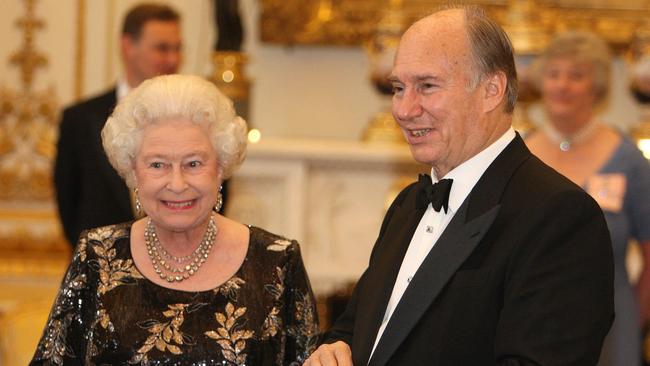 The Aga Khan with Queen Elizabeth II in 2008. The billionaire died in Portugal on Tuesday