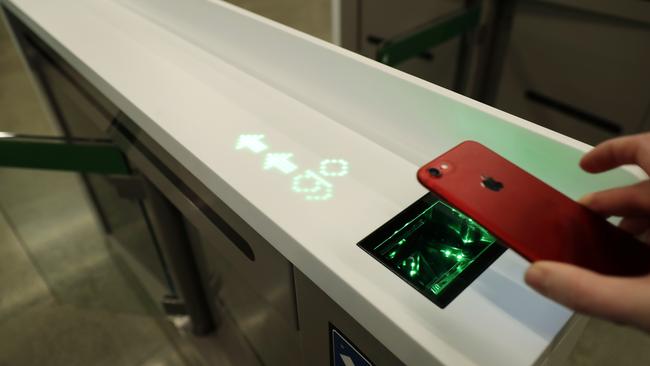 Scanning a code at an Amazon Go Grocery store. Picture: AP