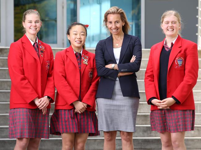 Mentone Girls Grammar School Principal Natalie Charles with students