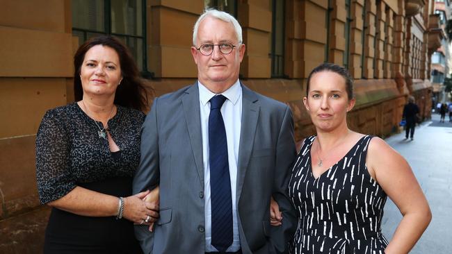 Abuse victim Steven Smith with partner Rachael and daughter Danika yesterday. Picture: John Feder