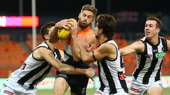 Callan Ward is a left-field choice to take on Toby Greene’s role in the Giants’ forward line. Picture: AAP