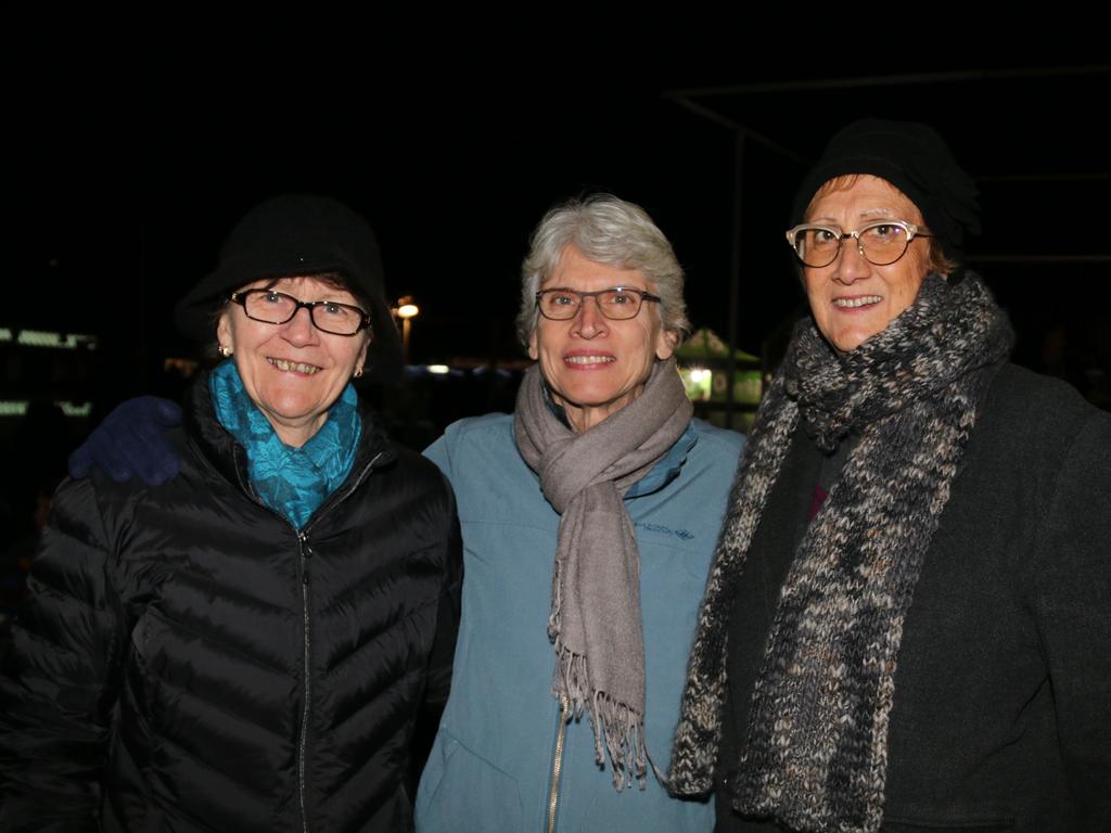 Brisbane and Gold Coast visitors Annette O'Leary, Maree Sardie and Maggie Sardie at Killarney Bonfire Night 2019.